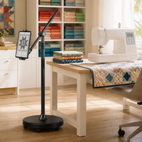 Support de tablette roulant L68S le mieux noté, base lestée 4 kg, bras long 64 cm, 5 roues, hauteur réglable, en métal stable pour canapé