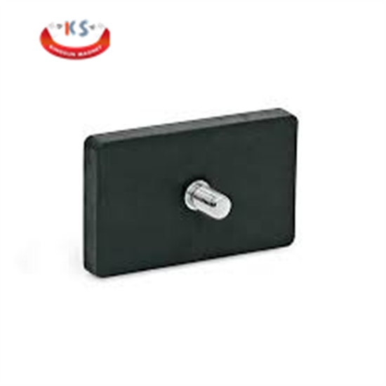 Super Strong Neodymium Rectangular Pot Magnet with Internal Thread Rubber Coated Industrial Permanent Magnet