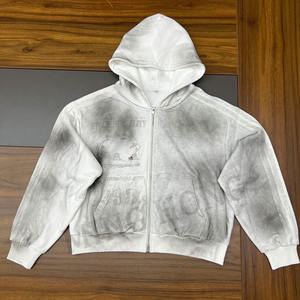 Sweat à capuche surdimensionné à fermeture éclair avec logo imprimé en couleur Dirty Washed Spray pour hommes - Product Image 5