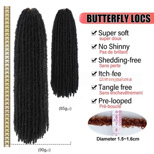 Extensions de cheveux synthétiques au crochet Afro Kinky Twist pour femmes, tresses en vrac pour le printemps, fausses locks papillon, trame simple, tresses africaines - Product Image 2