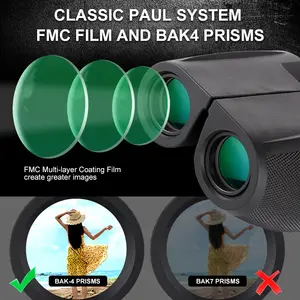 Telescopio binocular 10x25 HD para exteriores, resistente al agua, portátil, óptico profesional, telescopio binocular de caza - Product Image 3