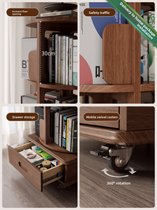 Rak Buku Minimalis Kayu Berputar 360 Derajat, Rak Penyimpanan Ruang Tamu & Rak Buku Samping Tempat Tidur Anak SJ004 - Product Image 5