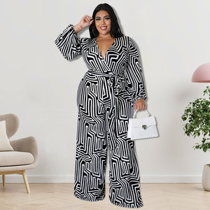 218216 Vente en gros de vêtements pour femmes grandes tailles européennes et américaines, pantalon droit à manches longues, nouveau produit - Product Image 2