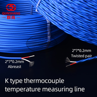 Kabel Ekstensi Sensor Suhu Tahan Suhu Tinggi Berisolasi FEP, Kawat Termokopel Multi-strand Tipe K, Pasangan Terpilin
