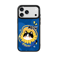 Coque de téléphone AG Feeling Black Edge avec motif chat bleu cerise pour iPhone 17, 17 Pro Max, 16 Pro, 15 – Coque magnétique