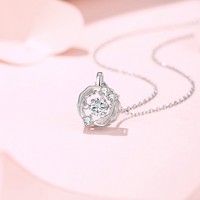 Collier pendentif en moissanite 5 mm rond motif feuille couronne en argent sterling 925 plaqué or blanc, en stock, bijoux en gros pour femmes