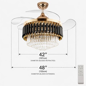 Ventilador de Techo Invisible de 42/48 Pulgadas con Luces y Control Remoto - Motor BLDC de 5000 CFM y 35 W, Silencioso, 6 Velocidades, Reversible, Dorado/Plateado - Product Image 4