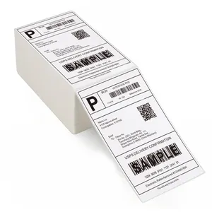 Pabrik grosir Waybill A6 Fanfold stiker Barcode 4X6 termal Label pengiriman