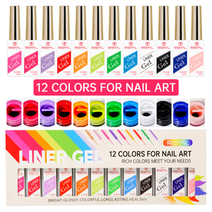 Lot de 12 <span class=keywords><strong>vernis</strong></span> à ongles en gel <span class=keywords><strong>semi</strong></span>-permanents UV pour la peinture, le dessin, la manucure, le nail art, le liner et la colle brossée - Product Image 5
