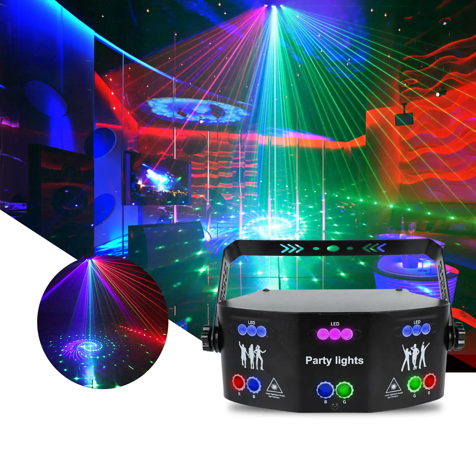 2022 Qixin di buona qualità 15 occhi LED effetto laser luci a fascio mobile dj LED Stage Light disco ball proiettore lampade lazer