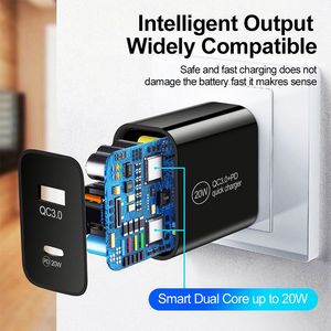ที่ชาร์จโทรศัพท์20W USB 2ช่องชาร์จเร็ว3.0 PD อะแดปเตอร์ติดผนังสำหรับสมาร์ทโฟน - Product Image 3