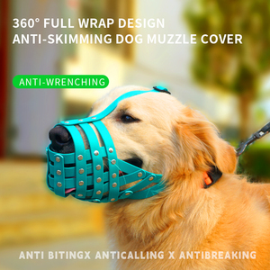 Muker personalizado empalmado patrón sólido respetuoso con el medio ambiente perro bozal hebilla cierre impermeable PVC al aire libre viaje deporte Anti-mordida remache - Product Image 3