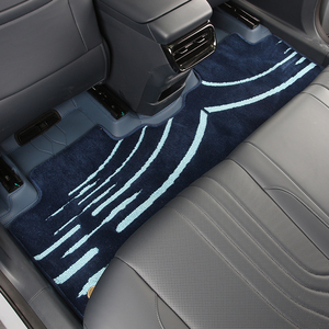 Tapis de sol de voiture sur mesure, double couche, en cuir bleu Napa, design luxueux, fait main, amovible et lavable - Product Image 6