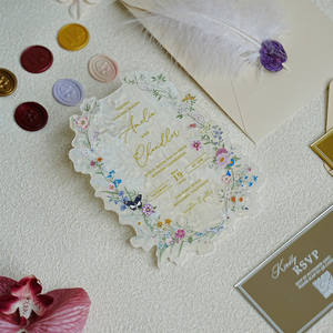 Carte d'invitation de <span class=keywords><strong>mariage</strong></span> personnalisée de luxe élégante en acrylique texture coquille blanche avec enveloppe et sceau de cire pour annonce et événements professionnels - Product Image 2