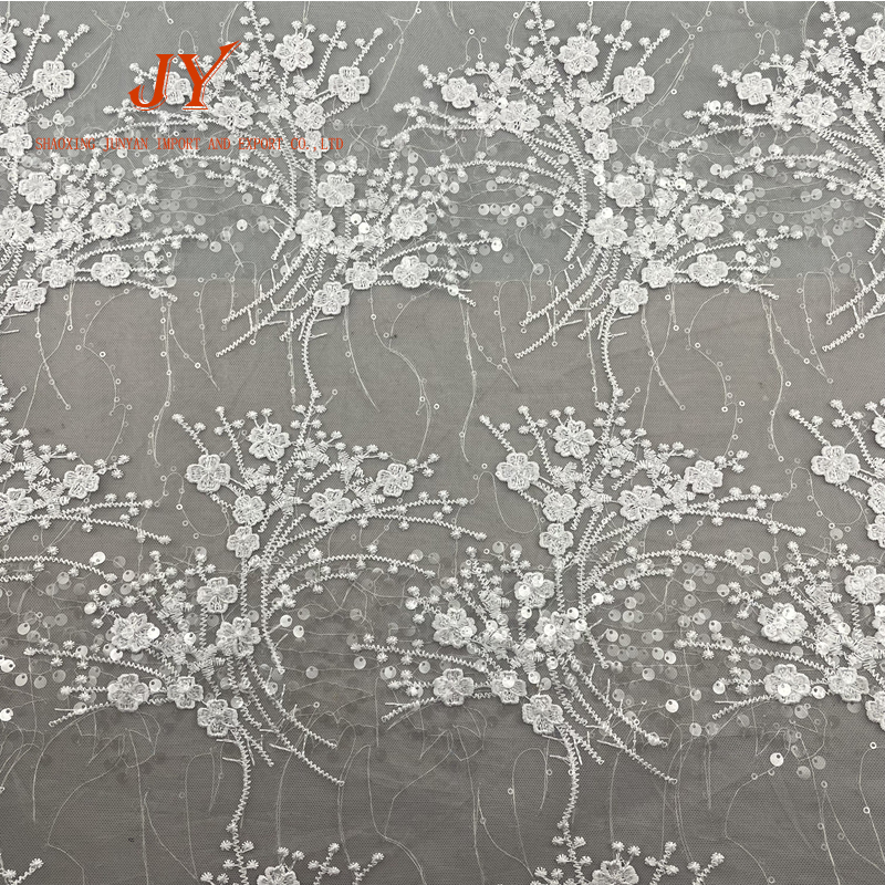 Высококачественная свадебная ткань из 100% полиэстера, роскошная вышитая бисером, блестящая ткань