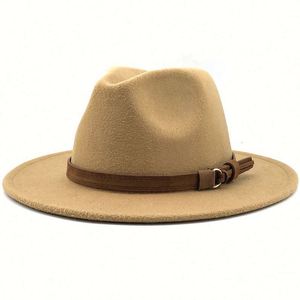 Nouveau Chapeau Fedora pour Femme et Homme avec Ruban en Cuir, Élégant, pour Hiver et Automne, à Large Bord, Style Jazz, Église, Panama, Sombrero - Product Image 3