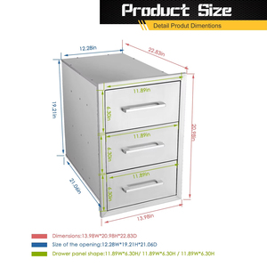 Lemari Dapur Luar Ruangan Profesional Baru Buatan Pabrik dan Penyimpanan 3 Laci Kombinasi Baja Tahan Karat Terpasang - Product Image 5