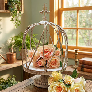AK Brass Decorative Metal Tabletop <b>Bird</b> <b>Cage</b> In of White Finished High Quality For Home Decor / Tableware Decor - Product Image 4