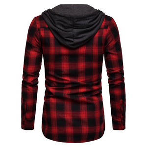 Giacca da <span class=keywords><strong>uomo</strong></span> in flanella a maniche lunghe Plus Size Slim Fit con cappuccio - Product Image 4