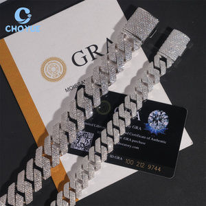 สร้อยคอแบบ Cuban Link  ขนาด 20 มม. ประดับเพชร Moissanite VVS เงินแท้ 925 สำหรับผู้ชาย สไตล์ฮิปฮอป - Product Image 2