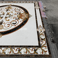 Mosaïque de marbre de luxe, médaillon rond carré, carrelage pour sol en découpe au jet d'eau