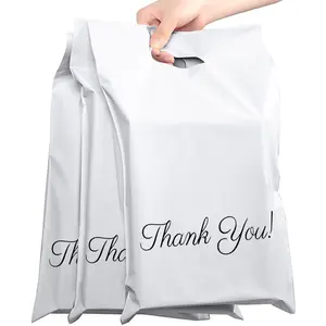 Factory Wholesale Matte White Plastic Mailing Thank You Envelope Packaging Bag Poly Mailer With Handle Shipping Bag For Garment