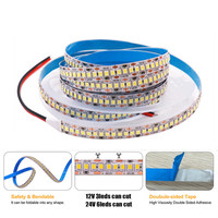 Bande lumineuse LED SMD 2835 DC12v, PCB 10mm, 240 LED/M, 6500K/4000K/3000K, idéale pour l'éclairage décoratif domestique