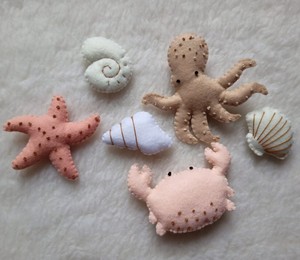 Cảm thấy cua Rửa Tội trang trí các yếu tố biển handmade cảm thấy vỏ bạch tuộc ủng hộ động vật biển - Product Image 3