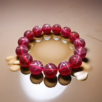Bracelet rubis de pierre précieuse étoile à Six-Awn de luxe haut de gamme nouveau certificat faisant autorité testant la dureté 9 Mohs Bracelets perlés fins
