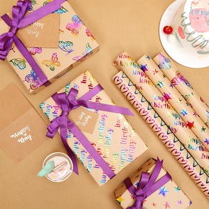 2025 Popular Fashion Gold butterfly element Embossed Craft Birthday Christmas Blessing Gift <b>Wrapping</b> <b>Paper</b> - Product Image 2