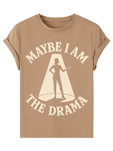 Maybe I Am The Drama T-shirt graphique pour homme avec slogan audacieux et silhouette en coton à manches courtes - Product Image 3