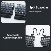 Clavier de jeu Zornher ST68 Split, clavier mécanique sans fil rétroéclairé RVB, programmable, 68 touches, clavier Esports pour PC Gamer