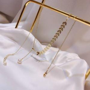 Collier pendentif en perle d'eau douce enveloppé d'or 14 carats Guiye Maisui Feuille d'érable Chaîne de clavicule réglable Chaînes à la mode Collier - Product Image 3