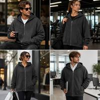 Sweat à capuche zippé vintage personnalisé pour homme, 100 % coton tricoté, écologique, sportif, décontracté, avec poche, design imprimé personnalisable