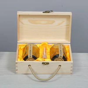 <b>Honey</b> Wooden Gift Box Pine Wood 8mm Rectangle Handmade For Food Packaging Customizable - Product Image 3