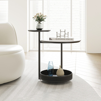 Table d'appoint en pierre frittée et cuir métallique, nouvelle table basse moderne pour balcon et salon, petite table d'appoint de canapé, vente en gros