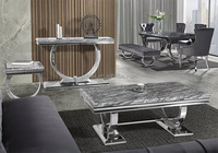 Offre Spéciale : Ensemble de Table à Manger en Acier Inoxydable Argenté avec 6, 8 ou 10 Chaises, Table de Luxe avec Plateau en Marbre pour Salle à Manger, Cuisine ou Restaurant