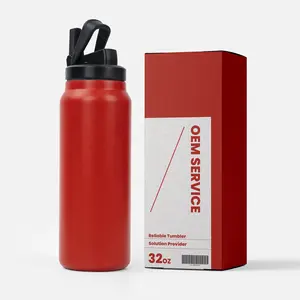 Botol air baja tahan karat terisolasi 32oz dengan 100% sedotan anti bocor dapat digunakan kembali botol bebas bpa untuk olahraga Gym