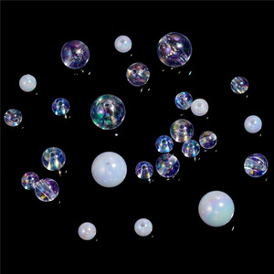Acrylic Round <b>Beads</b> Milky White Transparent Plated For Bracelet Making 8mm 10mm 12mm Loose <b>Beads</b> DIY Jewelry Craft Supplies - Product Image 1