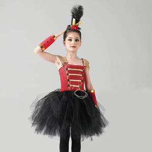 Costume de la Fête des Enfants HP pour fille, Robe Tutu Casse-Noisette Rouge et Noir, Jupe Tutu Festive à Bretelles en Dentelle, Tunique + Bandeau - Product Image 2