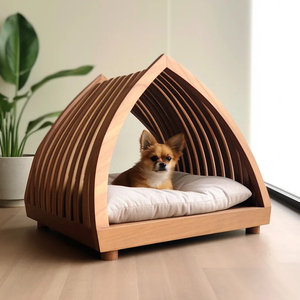 Fabricant de meubles sur mesure : Maison de luxe intérieure en bois pour chien avec fermeture à bouton, motif animalier durable - Product Image 4
