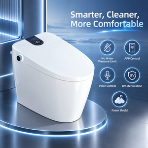 Smart Toilet Ceramic Floor Mounted Elongated Bowl Automatic Operation Modern Design White - Product Image 6