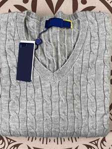 Pull Brodé Logo <span class=keywords><strong>RL</strong></span> Ralph Vrai Visuel Tricoté Torsadé Col en V Automne-Hiver Pour Femme - Product Image 3