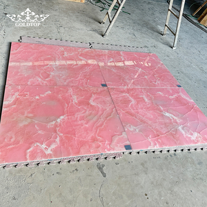 Pierre d'onyx rose polie de luxe GOLDTOP translucide pour murs décoratifs lumineux et zones de réception de spa haut de gamme - Product Image 1