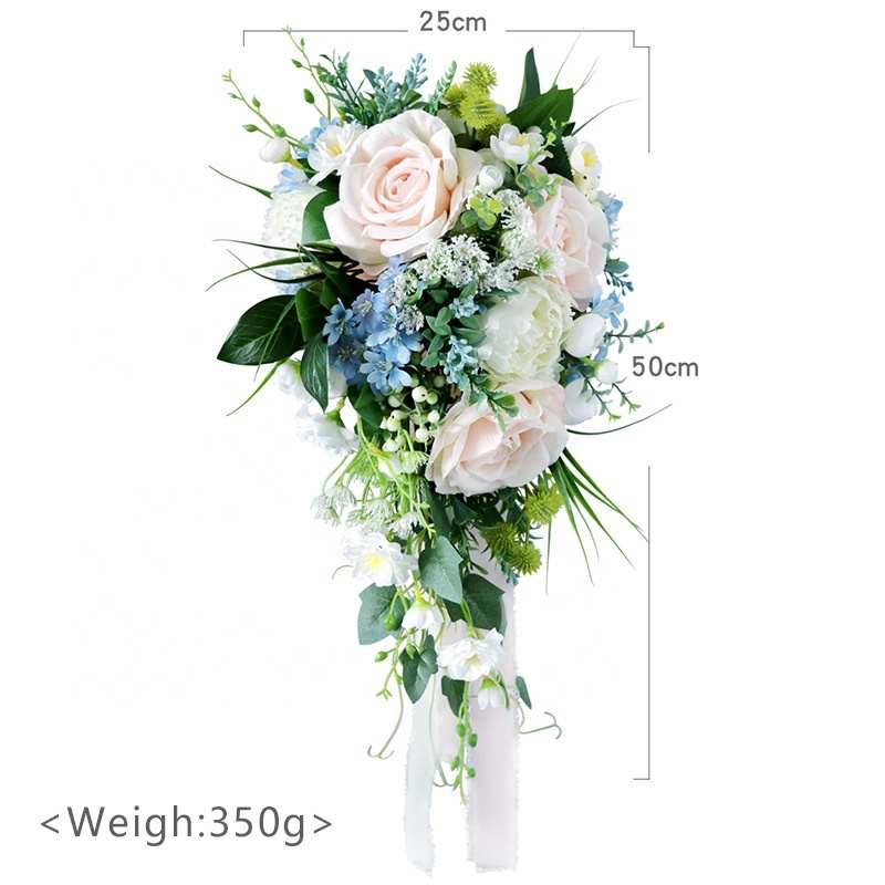 Novo Casamento De Noiva Segurando Bouquet Gota de Água Nupcial Do Ramalhete Do Casamento Da Flor Artificial