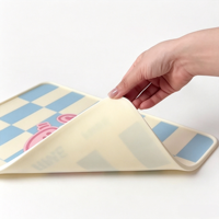 Tapis d'alimentation pour animaux de compagnie, anti-fuite, antidérapant, en silicone de qualité alimentaire pour chien et chat, anti-déversement, facile à nettoyer, tapis pour gamelle d'animal