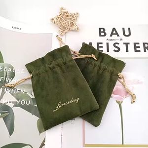 Custom Logo Green Velvet <b>Gift</b> <b>Bags</b> Thicker Soft Jewelry Pouch for Watches Necklaces Economical Dust Sack for <b>Weddings</b> Parties - Product Image 4