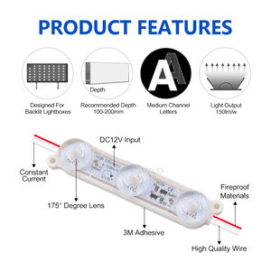 Precio de almacén europeo en stockDC12V Módulos LED impermeables de alta eficiencia 175 grados 1,08 W 3 módulos LED CE certificado IP67 - Product Image 5