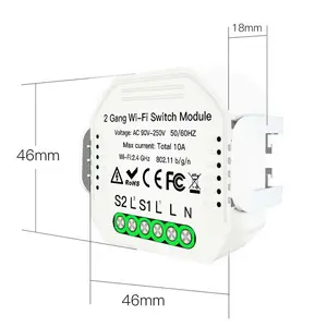 Mini Módulo de interruptor de atenuación de luz inteligente WiFi 2 Gang 2 Way funciona Alexa <span class=keywords><strong>Google</strong></span> <span class=keywords><strong>Home</strong></span> para Tuya Control remoto 10A 240V <span class=keywords><strong>Smart</strong></span> Life para - Product Image 1