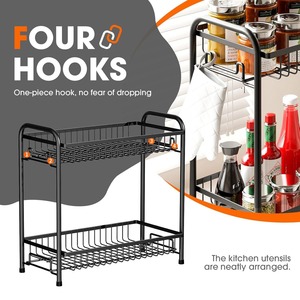 <b>Kitchen</b> Countertop Spice <b>Rack</b> Two Tier Metal Storage Organizer For Seasonings Oils Condiments Standing Type Durable Rectangle - Product Image 4